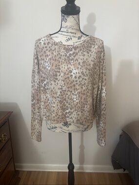 Caution to the Wind Long Sleeve Leopard Print Fleece